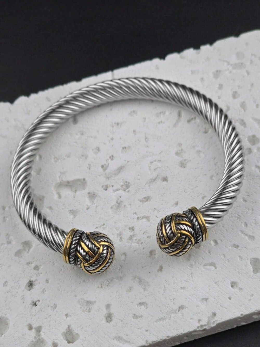 Stainless Steel open cuff Cable Bracelet